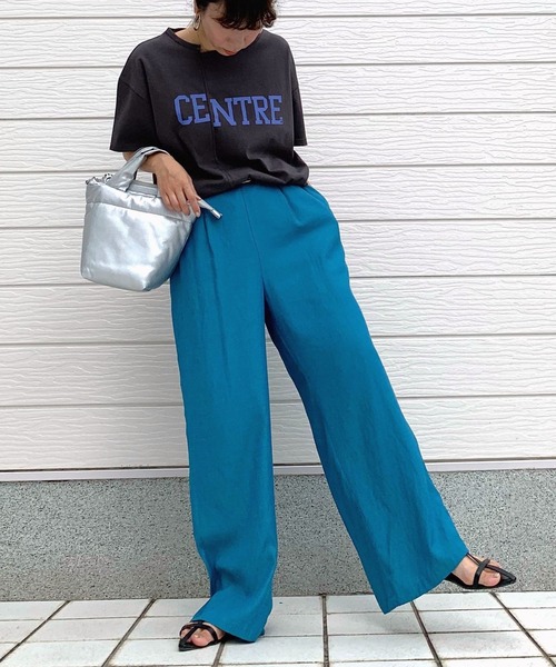 Q（キュー）の「カレッジロゴT（Tシャツ/カットソー・レディース・チャコールグレー/ベージュ/ピンク・MEDIUM）」の21枚目の写真