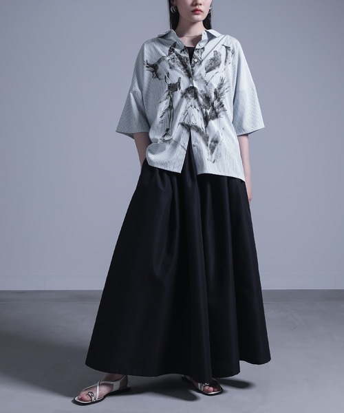 kOhAKU(コハク)の「かすれプリントストライプ柄シャツ(シャツ/ブラウス・レディース・ライトブルー/ブラック・2/1)」の17枚目の写真