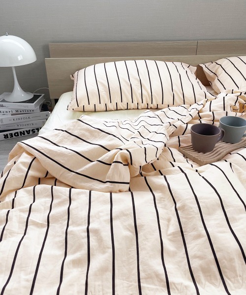 IYAN 【4点セット】ストライプ柄布団カバー/シーツ/枕カバー 3点セット】ストライプ柄布団カバー/シーツ/枕カバー(シングル