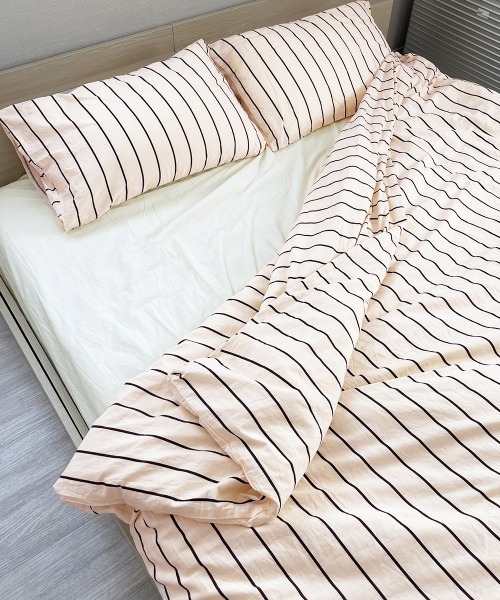 3点セット】ストライプ柄布団カバー/シーツ/枕カバー(シングル)（寝具