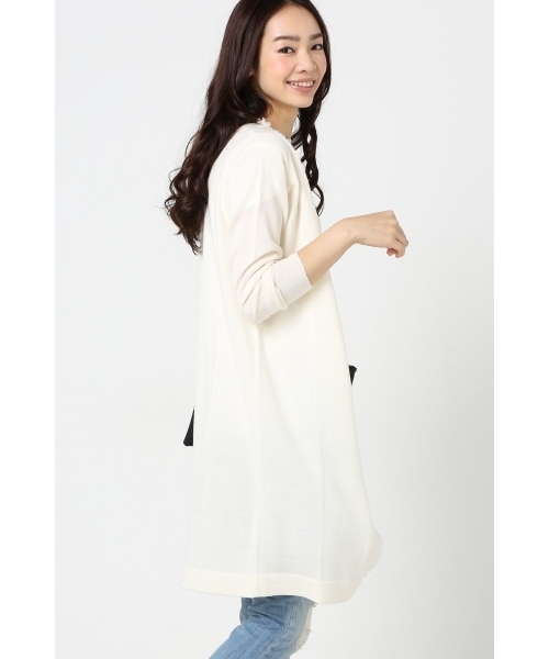 SLOBE IENA(スローブイエナ)の「フリンジツキロングニットカーディガン◆(カーディガン/ボレロ・レディース・ホワイト/グレー・FREE)」の2枚目の写真