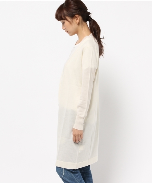 SLOBE IENA(スローブイエナ)の「フリンジツキロングニットカーディガン◆(カーディガン/ボレロ・レディース・ホワイト/グレー・FREE)」の4枚目の写真