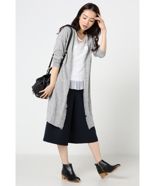 SLOBE IENA(スローブイエナ)の「フリンジツキロングニットカーディガン◆(カーディガン/ボレロ・レディース・ホワイト/グレー・FREE)」の8枚目の写真