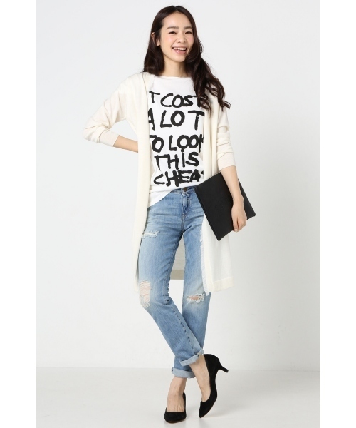 SLOBE IENA(スローブイエナ)の「フリンジツキロングニットカーディガン◆(カーディガン/ボレロ・レディース・ホワイト/グレー・FREE)」の9枚目の写真