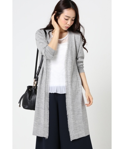 SLOBE IENA(スローブイエナ)の「フリンジツキロングニットカーディガン◆(カーディガン/ボレロ・レディース・ホワイト/グレー・FREE)」の16枚目の写真