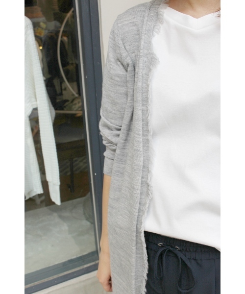 SLOBE IENA(スローブイエナ)の「フリンジツキロングニットカーディガン◆(カーディガン/ボレロ・レディース・ホワイト/グレー・FREE)」の18枚目の写真