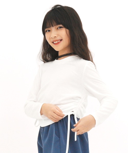 オレンジ Tシャツ サイドギャザー デニム貼付サイドギャザーTシャツ｜INGNI(イング) 公式通販｜INGNI STORE