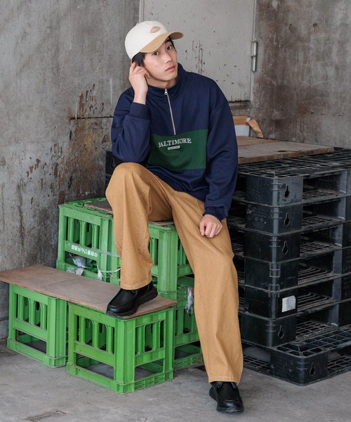 niko and...（ニコアンド）の「ダンボールハーフZIPプルオーバー（スウェット・メンズ・レッド/オフホワイト/ネイビー/チャコール・LARGE/MEDIUM）」の12枚目の写真