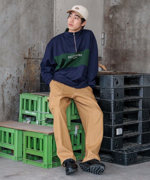 niko and...（ニコアンド）の「ダンボールハーフZIPプルオーバー（スウェット・メンズ・レッド/オフホワイト/ネイビー/チャコール・LARGE/MEDIUM）」の13枚目の写真