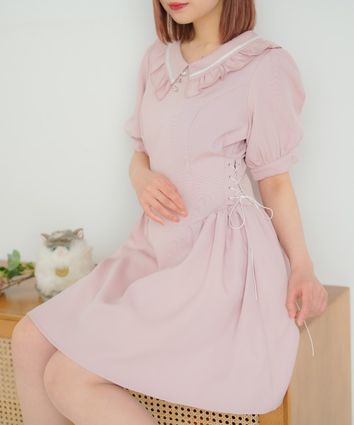 DearMyLoveRose(ディアマイラブローズ)の「サイドレースアッププレッピーワンピース(ワンピース・レディース・ベビーピンク/グレー/ホワイト/ブラック・LL/LARGE/MEDIUM/SMALL/3L)」の11枚目の写真