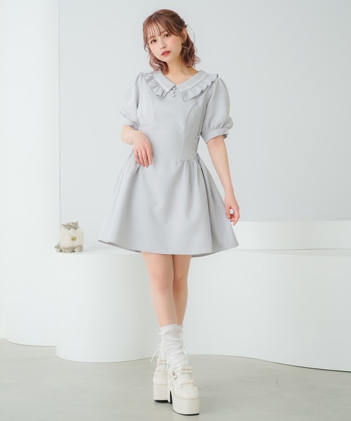 DearMyLoveRose(ディアマイラブローズ)の「サイドレースアッププレッピーワンピース(ワンピース・レディース・ベビーピンク/グレー/ホワイト/ブラック・LL/LARGE/MEDIUM/SMALL/3L)」の12枚目の写真