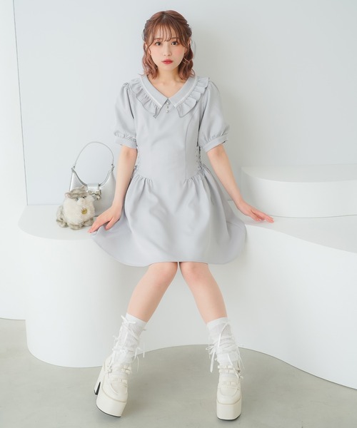 DearMyLoveRose(ディアマイラブローズ)の「サイドレースアッププレッピーワンピース(ワンピース・レディース・ベビーピンク/グレー/ホワイト/ブラック・LL/LARGE/MEDIUM/SMALL/3L)」の14枚目の写真