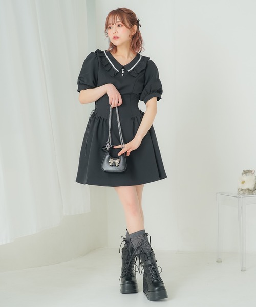 DearMyLoveRose(ディアマイラブローズ)の「サイドレースアッププレッピーワンピース(ワンピース・レディース・ベビーピンク/グレー/ホワイト/ブラック・LL/LARGE/MEDIUM/SMALL/3L)」の19枚目の写真
