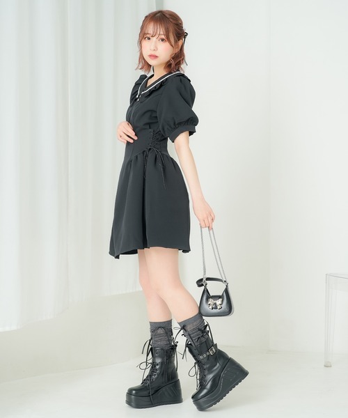 DearMyLoveRose(ディアマイラブローズ)の「サイドレースアッププレッピーワンピース(ワンピース・レディース・ベビーピンク/グレー/ホワイト/ブラック・LL/LARGE/MEDIUM/SMALL/3L)」の20枚目の写真