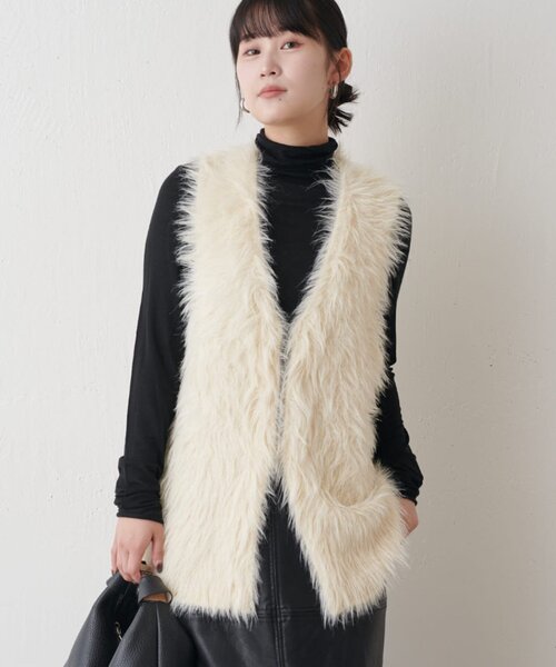 Lui's（ルイス）の「シャギーベスト（ダウンベスト・レディース・ブラック/アイボリー/ブラウン・FREE）」の19枚目の写真