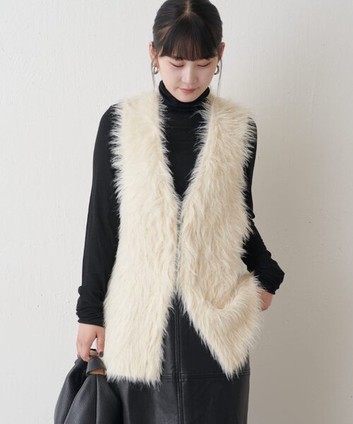 Lui's（ルイス）の「シャギーベスト（ダウンベスト・レディース・ブラック/アイボリー/ブラウン・FREE）」の21枚目の写真