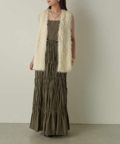 Lui's（ルイス）の「シャギーベスト（ダウンベスト・レディース・ブラック/アイボリー/ブラウン・FREE）」の8枚目の写真