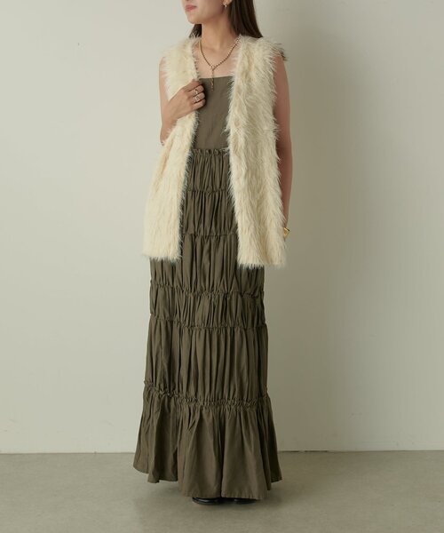 Lui's（ルイス）の「シャギーベスト（ダウンベスト・レディース・ブラック/アイボリー/ブラウン・FREE）」の9枚目の写真