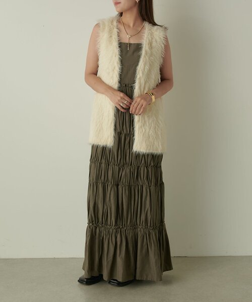 Lui's（ルイス）の「シャギーベスト（ダウンベスト・レディース・ブラック/アイボリー/ブラウン・FREE）」の11枚目の写真