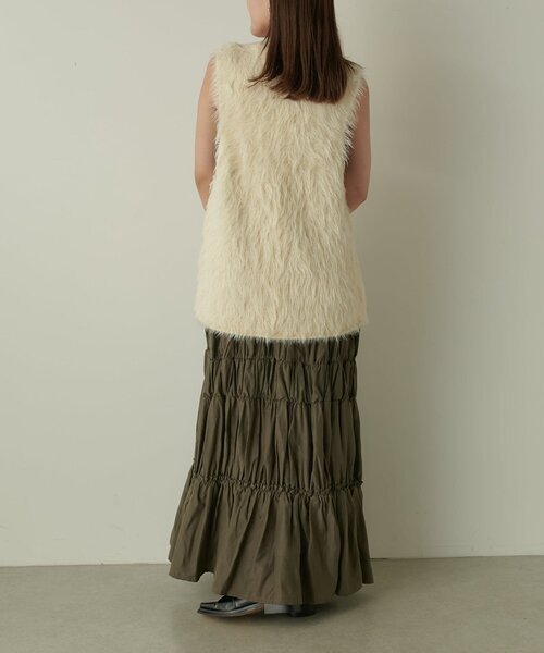 Lui's（ルイス）の「シャギーベスト（ダウンベスト・レディース・ブラック/アイボリー/ブラウン・FREE）」の4枚目の写真