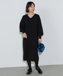 BEAMS HEART（ビームスハート）の「Vネック ロングニット ワンピース（ワンピース）」