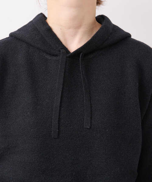 un dix cors（アンディコール）の「《セットアップ対応可》アルパカタッチニットフーディー（パーカー・レディース・チャコールグレー/アイボリー/ブラック・FREE）」の18枚目の写真