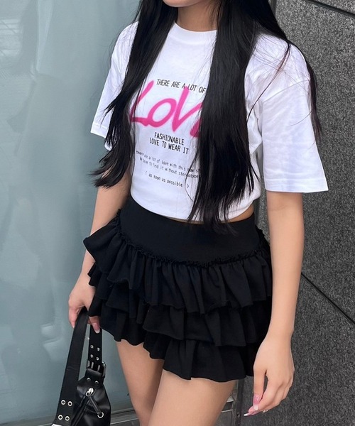 fiere(フィエール)の「ビッグラブデザイン半袖Tシャツ(Tシャツ/カットソー・レディース・ホワイト・MEDIUM/LARGE)」の1枚目の写真