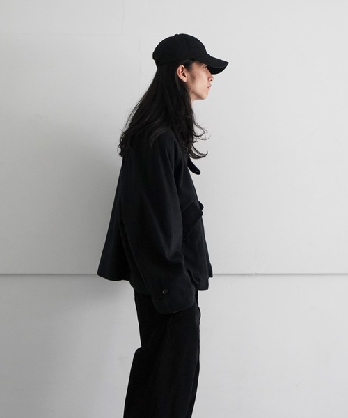 my beautiful landlet(マイビューティフルランドレット)の「my beautiful landlet ORGANIC COTTON FLANNEL SHORT RAGLAN BLOUSON(テーラードジャケット・メンズ・ブラック・0)」の2枚目の写真