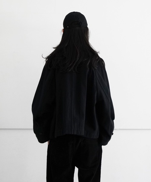 my beautiful landlet(マイビューティフルランドレット)の「my beautiful landlet ORGANIC COTTON FLANNEL SHORT RAGLAN BLOUSON(テーラードジャケット・メンズ・ブラック・0)」の3枚目の写真