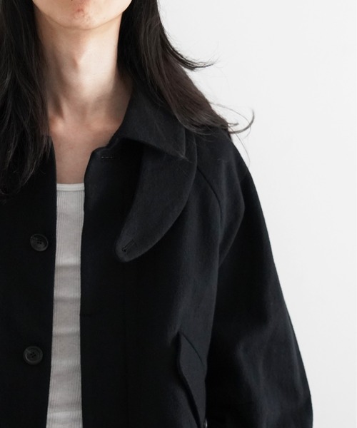 my beautiful landlet(マイビューティフルランドレット)の「my beautiful landlet ORGANIC COTTON FLANNEL SHORT RAGLAN BLOUSON(テーラードジャケット・メンズ・ブラック・0)」の4枚目の写真