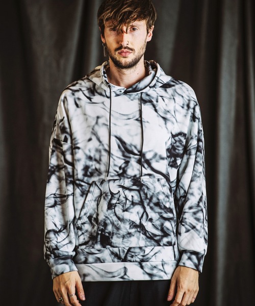NO ID.(ノーアイディ)の「【NO ID.】Pattern Print Big Parka / Pattern プリント ビッグ パーカ(パーカー・メンズ・その他22/その他5/ブラック・ONE SIZE)」の4枚目の写真
