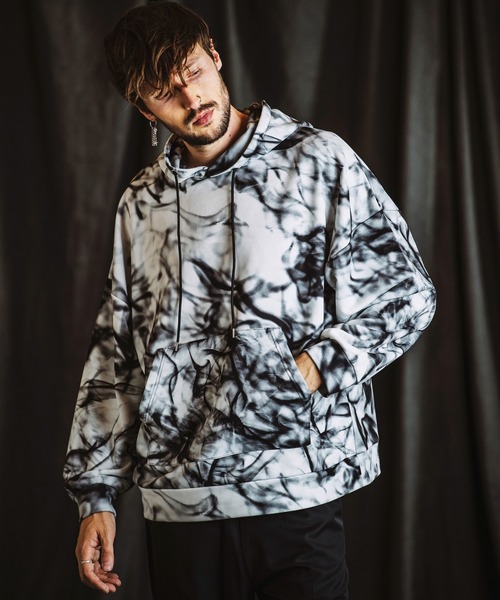 NO ID.(ノーアイディ)の「【NO ID.】Pattern Print Big Parka / Pattern プリント ビッグ パーカ(パーカー・メンズ・その他22/その他5/ブラック・ONE SIZE)」の7枚目の写真