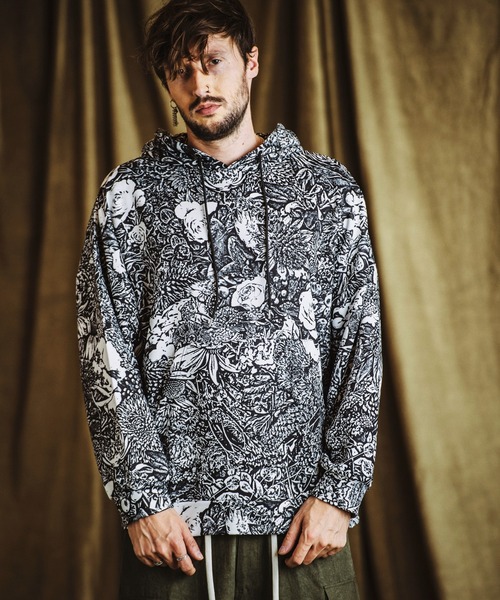 NO ID.(ノーアイディ)の「【NO ID.】Pattern Print Big Parka / Pattern プリント ビッグ パーカ(パーカー・メンズ・その他22/その他5/ブラック・ONE SIZE)」の9枚目の写真