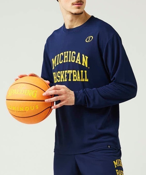 【SPALDING/スポルディング】ロングスリーブTシャツ ミシガン バスケットボール アーチロゴ/UVカット吸水速乾長袖ロンT（Tシャツ/カットソー）｜SPALDING（スポルディング）