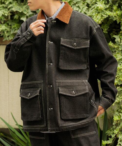 ITEMS URBANRESEARCH(アイテムズ アーバンリサーチ)の「デニム カバーオールジャケット(カバーオール・メンズ・ブラック/オフホワイト/ネイビー・LARGE/MEDIUM/SMALL)」の7枚目の写真