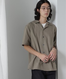 綿麻ピンタック半袖開襟シャツ