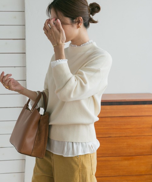 URBAN RESEARCH DOORS（アーバンリサーチドアーズ）の「『蓄熱』ボトルネックKNITプルオーバー（ニット/セーター・レディース・ピンク/レッド/グレー/チャコールグレー/アイボリー/カーキ/ベージュ/ブルー・MEDIUM）」の21枚目の写真