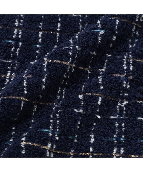 抗菌防臭 ツイードパターン ハンカチタオル ネイビー（ハンカチ/ハンド