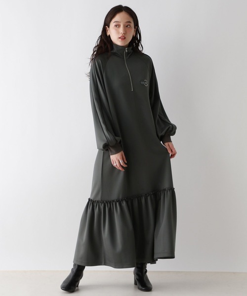 RAGEBLUE（レイジブルー）の「ハーフジップ/ハイネックトラックジャージワンピース（ワンピース・レディース・グレー/ネイビー・FREE）」の3枚目の写真