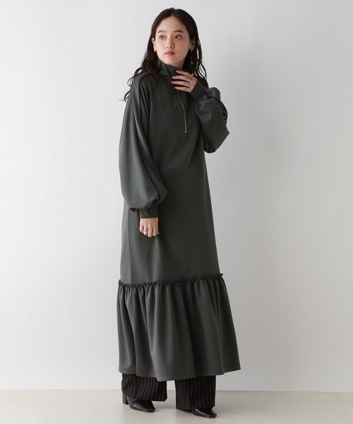 RAGEBLUE（レイジブルー）の「ハーフジップ/ハイネックトラックジャージワンピース（ワンピース・レディース・グレー/ネイビー・FREE）」の16枚目の写真