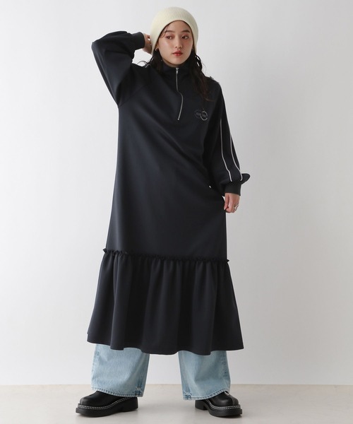 RAGEBLUE（レイジブルー）の「ハーフジップ/ハイネックトラックジャージワンピース（ワンピース・レディース・グレー/ネイビー・FREE）」の22枚目の写真