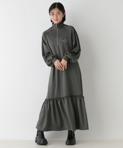 RAGEBLUE（レイジブルー）の「ハーフジップ/ハイネックトラックジャージワンピース（ワンピース・レディース・グレー/ネイビー・FREE）」の20枚目の写真