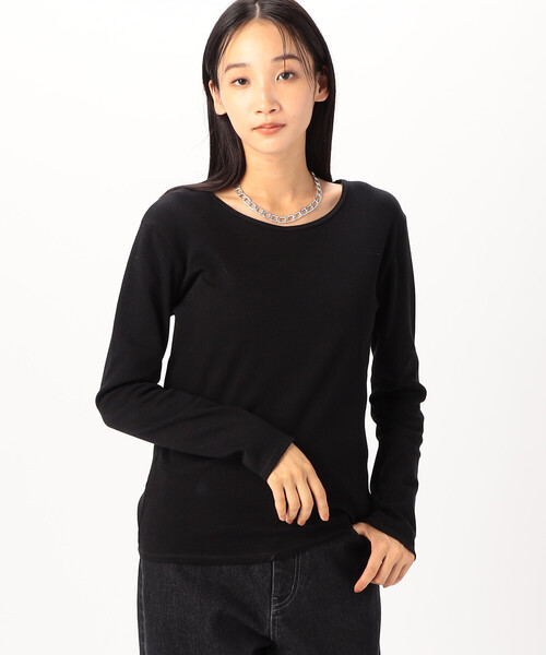COMME CA ISM(コムサイズム)の「綿100% 吸湿発熱 あったか クルーネックTシャツ(Tシャツ/カットソー・レディース・ブラック/ホワイト/ライトグレー/チャコール・MEDIUM/LARGE)」の3枚目の写真
