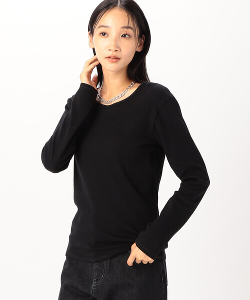 COMME CA ISM(コムサイズム)の「綿100% 吸湿発熱 あったか クルーネックTシャツ(Tシャツ/カットソー・レディース・ブラック/ホワイト/ライトグレー/チャコール・MEDIUM/LARGE)」の15枚目の写真
