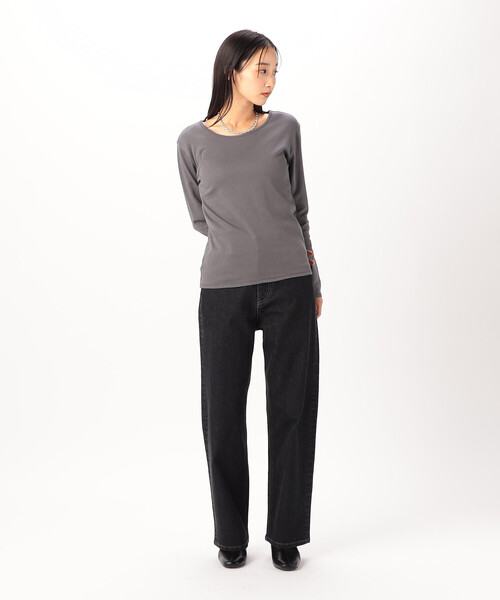 COMME CA ISM(コムサイズム)の「綿100% 吸湿発熱 あったか クルーネックTシャツ(Tシャツ/カットソー・レディース・ブラック/ホワイト/ライトグレー/チャコール・MEDIUM/LARGE)」の16枚目の写真