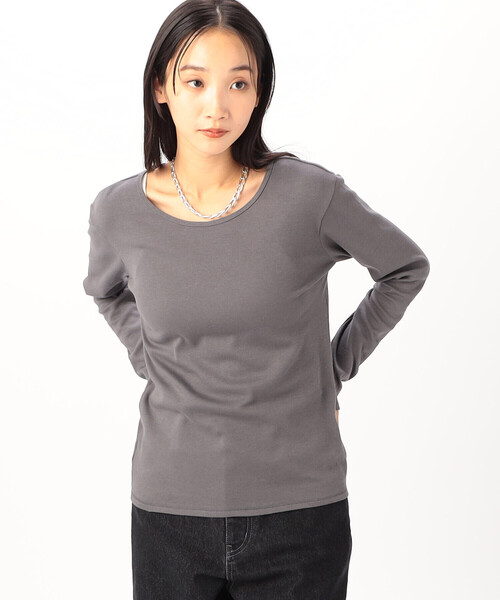COMME CA ISM(コムサイズム)の「綿100% 吸湿発熱 あったか クルーネックTシャツ(Tシャツ/カットソー・レディース・ブラック/ホワイト/ライトグレー/チャコール・MEDIUM/LARGE)」の17枚目の写真
