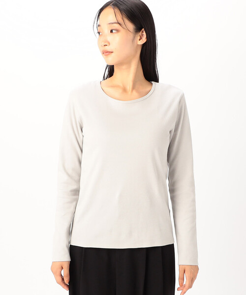COMME CA ISM(コムサイズム)の「綿100% 吸湿発熱 あったか クルーネックTシャツ(Tシャツ/カットソー・レディース・ブラック/ホワイト/ライトグレー/チャコール・MEDIUM/LARGE)」の18枚目の写真