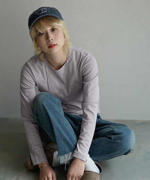zootie（ズーティー）の「シルキースムースコットン Tシャツ［長袖］（Tシャツ/カットソー・レディース・ブラック/ライトグレー/ライトブルー/ミント/ネイビー/カーキ/オフホワイト/グレイッシュベージュ・LL/M/L）」の18枚目の写真