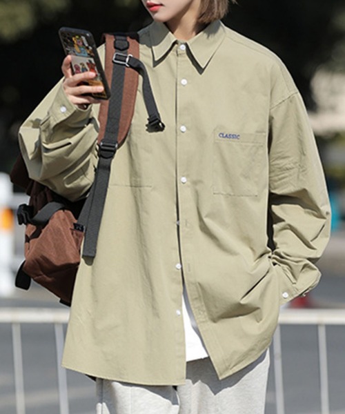 MGV（エムジーヴィー）の「シンプルロングスリーブシャツ（シャツ/ブラウス・メンズ・ホワイト/アイボリー/ブラック/ブラウン/グリーン/ピンク・MEDIUM/LARGE/X-LARGE）」の5枚目の写真