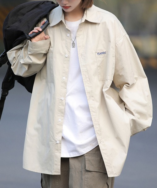 MGV（エムジーヴィー）の「シンプルロングスリーブシャツ（シャツ/ブラウス・メンズ・ホワイト/アイボリー/ブラック/ブラウン/グリーン/ピンク・MEDIUM/LARGE/X-LARGE）」の9枚目の写真